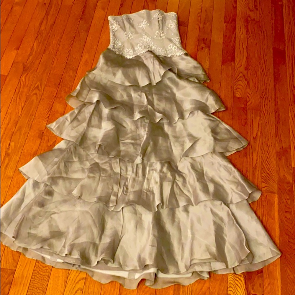 Beaded gray gown